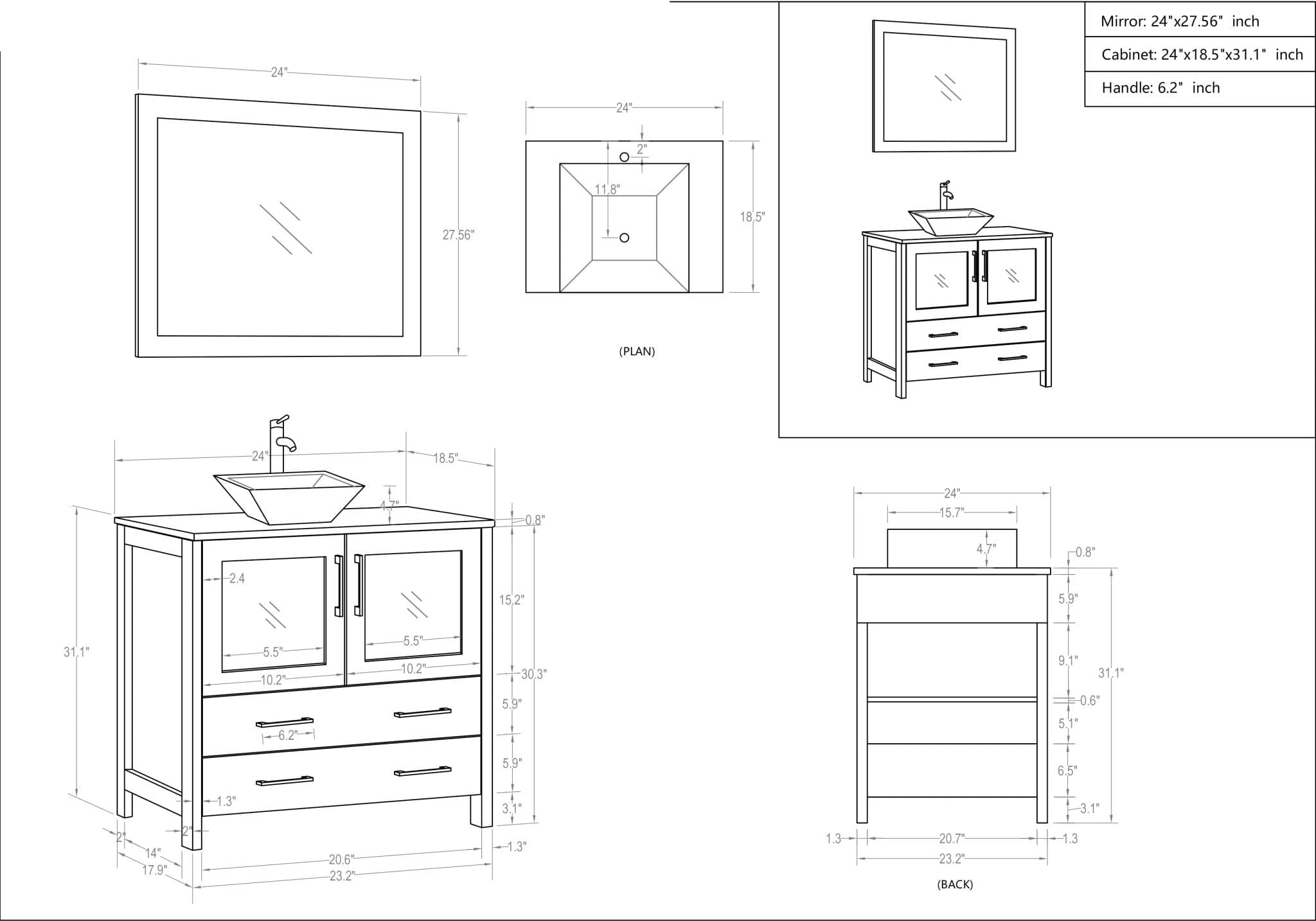 VANITÉ VA31 - 24" - SALLE DE BAIN VODA