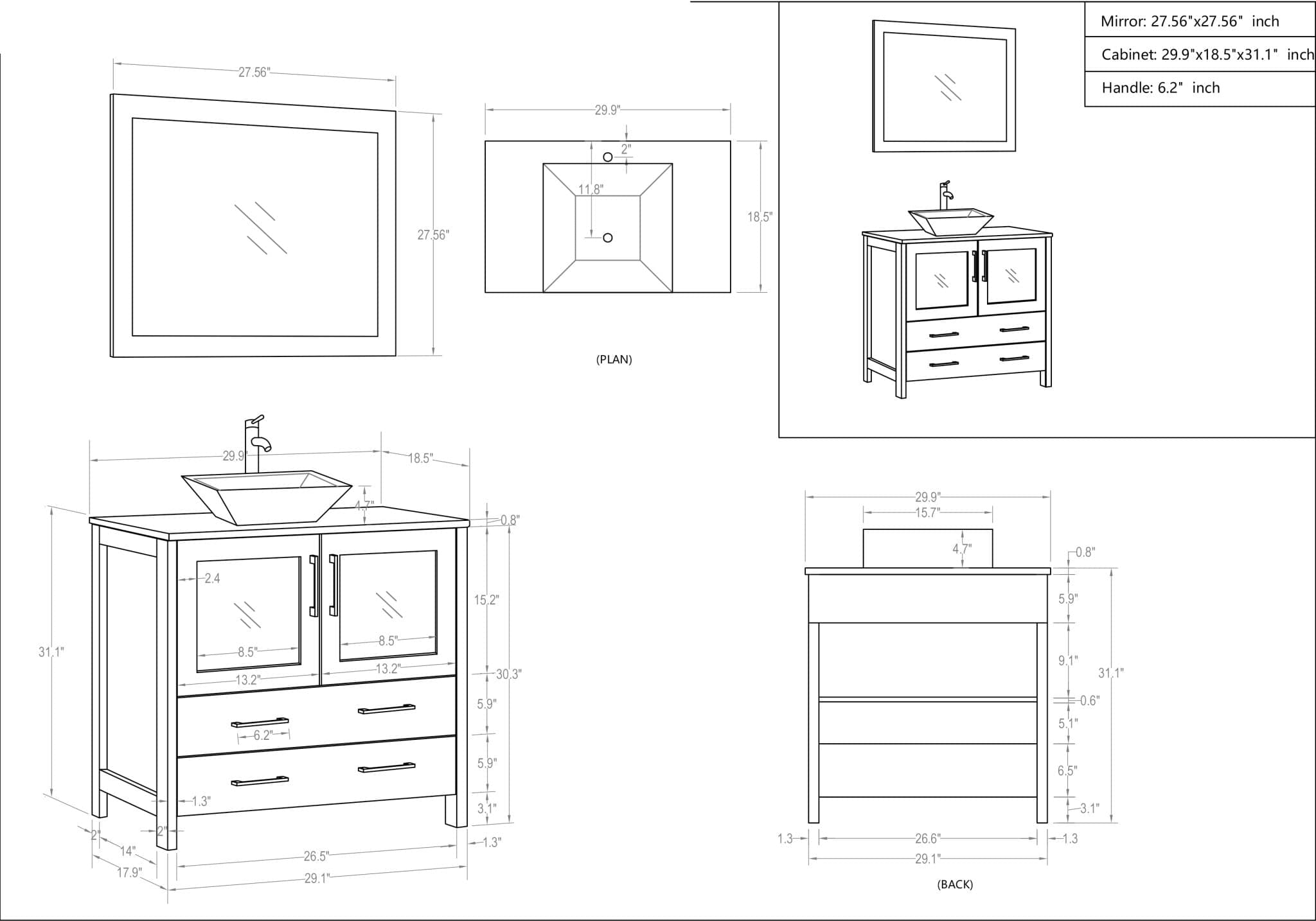 VANITÉ VA31 - 30" - SALLE DE BAIN VODA