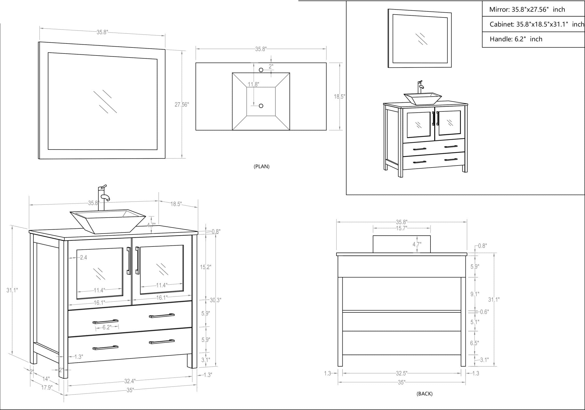 VANITÉ VA31 - 36" - SALLE DE BAIN VODA