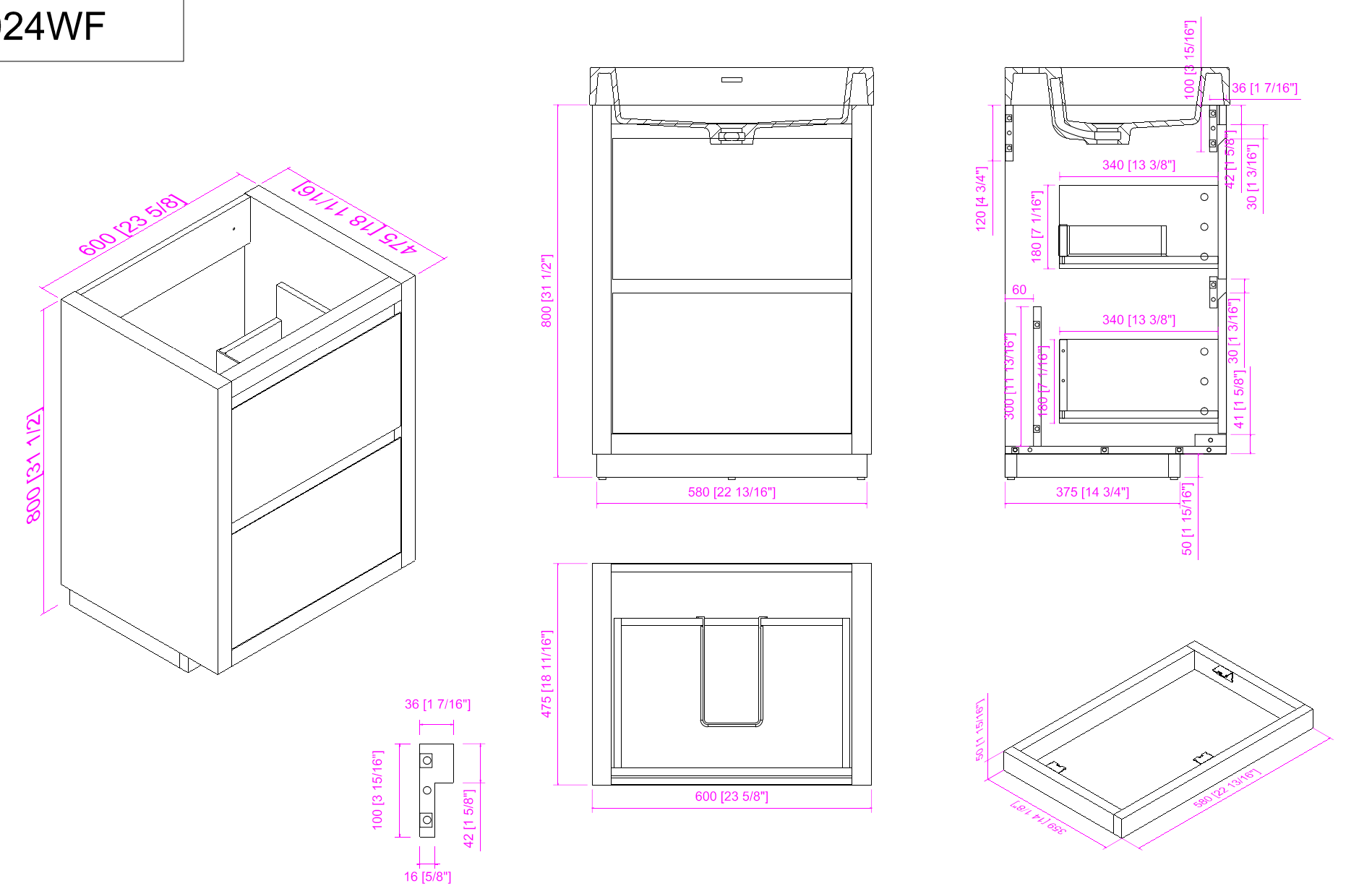 VANITÉ VA60WF - 24" - SALLE DE BAIN VODA