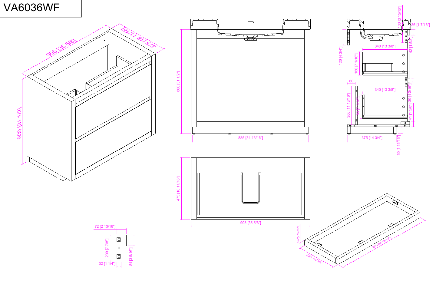 VANITÉ VA60WF - 36" - SALLE DE BAIN VODA