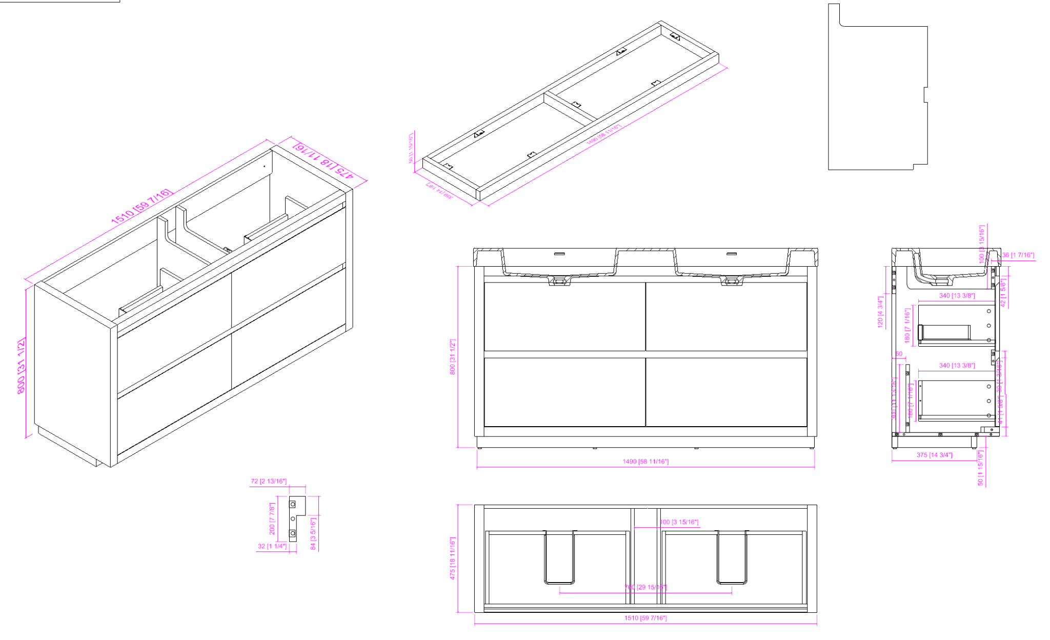 VANITÉ VA60WF - 60" DOUBLE - SALLE DE BAIN VODA