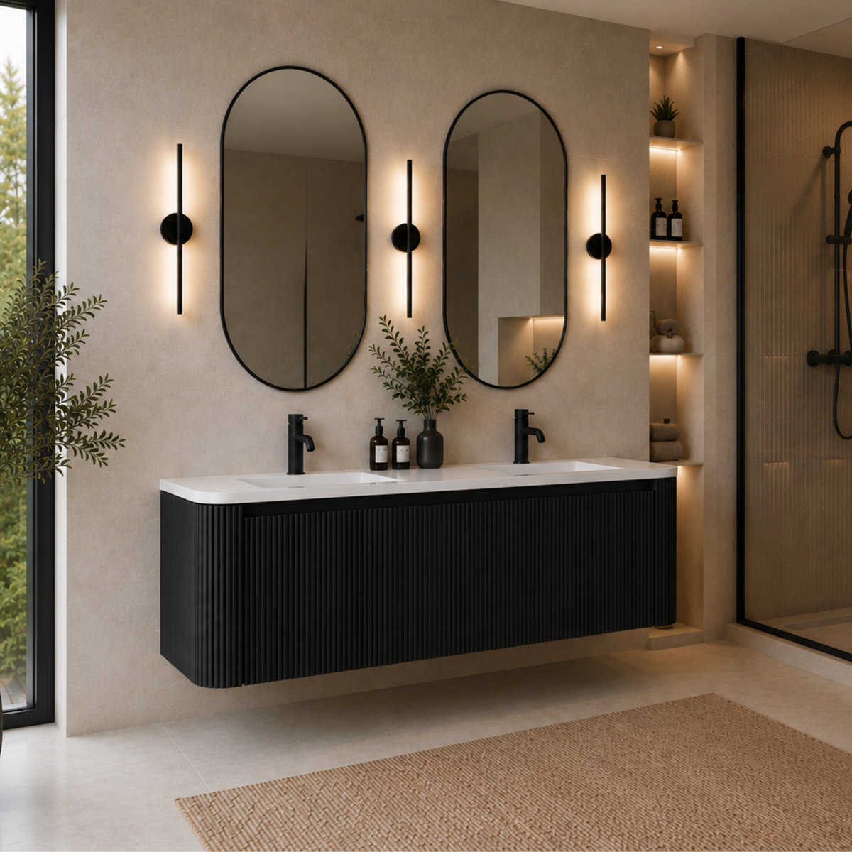 VANITY GERIAN - DOUBLE 60" SINK WHITE COUNTERTOP