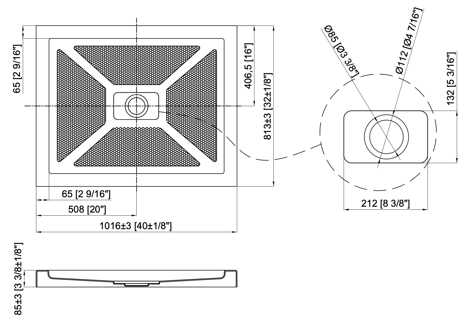 SHOWER BASE - 32 x 40" HIDDEN DRAIN (PROMO)