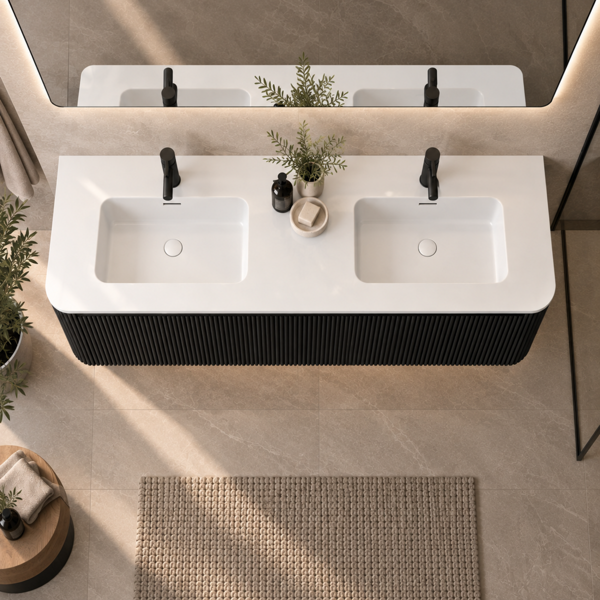 VANITY GERIAN - DOUBLE 60" SINK WHITE COUNTERTOP
