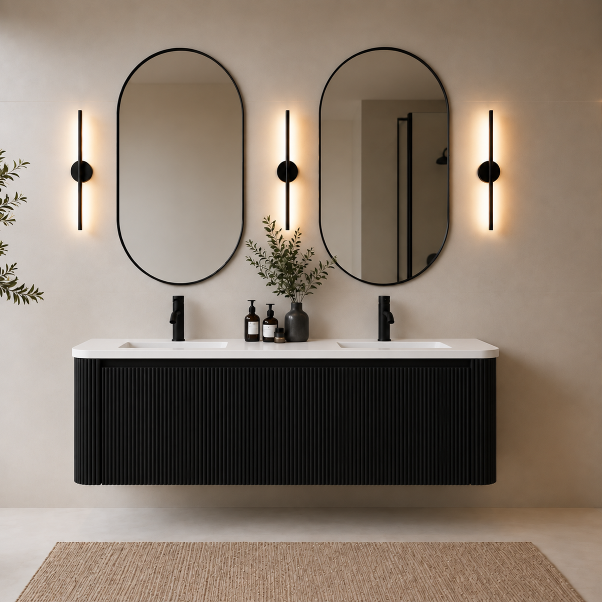 VANITY GERIAN - DOUBLE 60" SINK WHITE COUNTERTOP