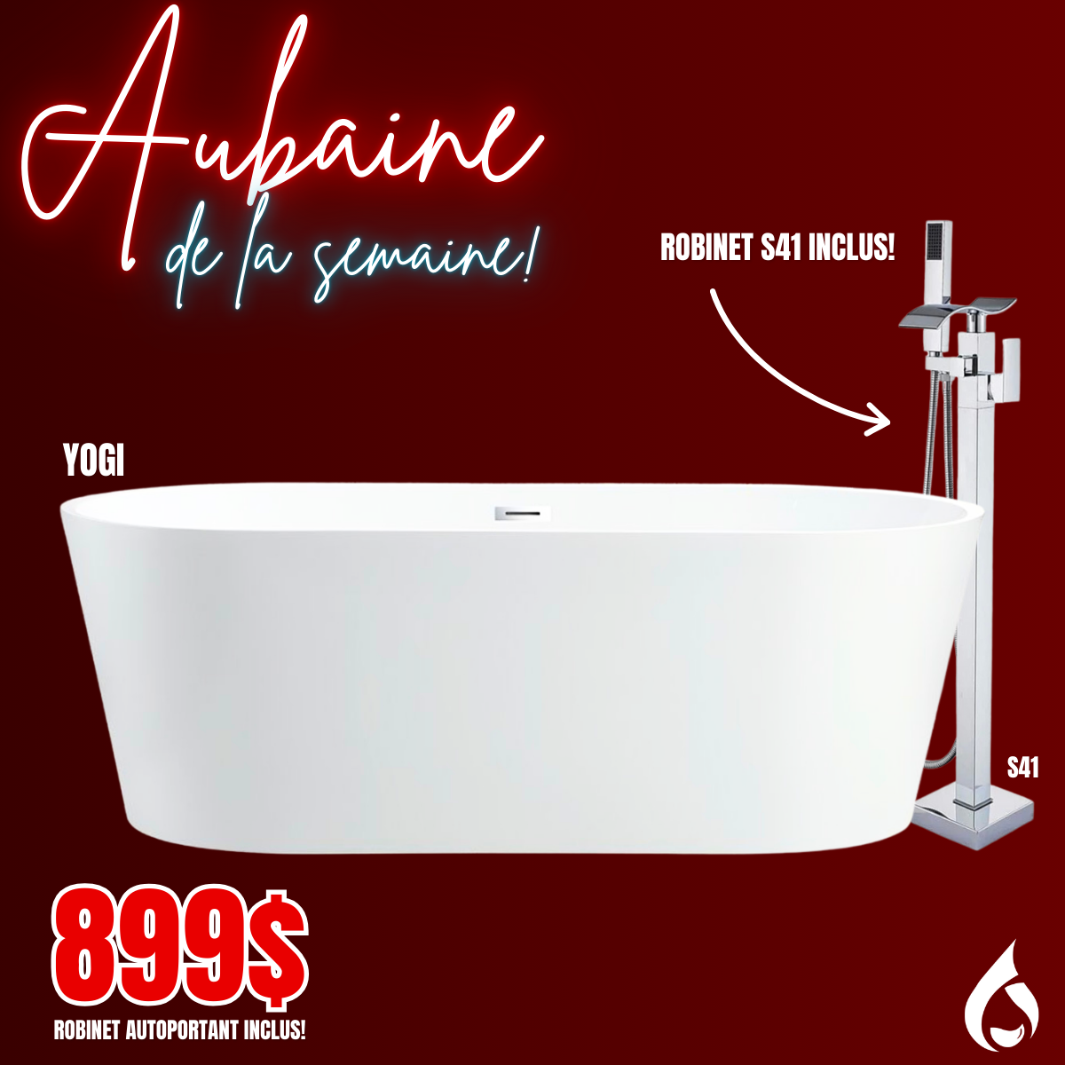 BAIN AUTOPORTANT - YOGI + ROBINET S41 (PROMO)