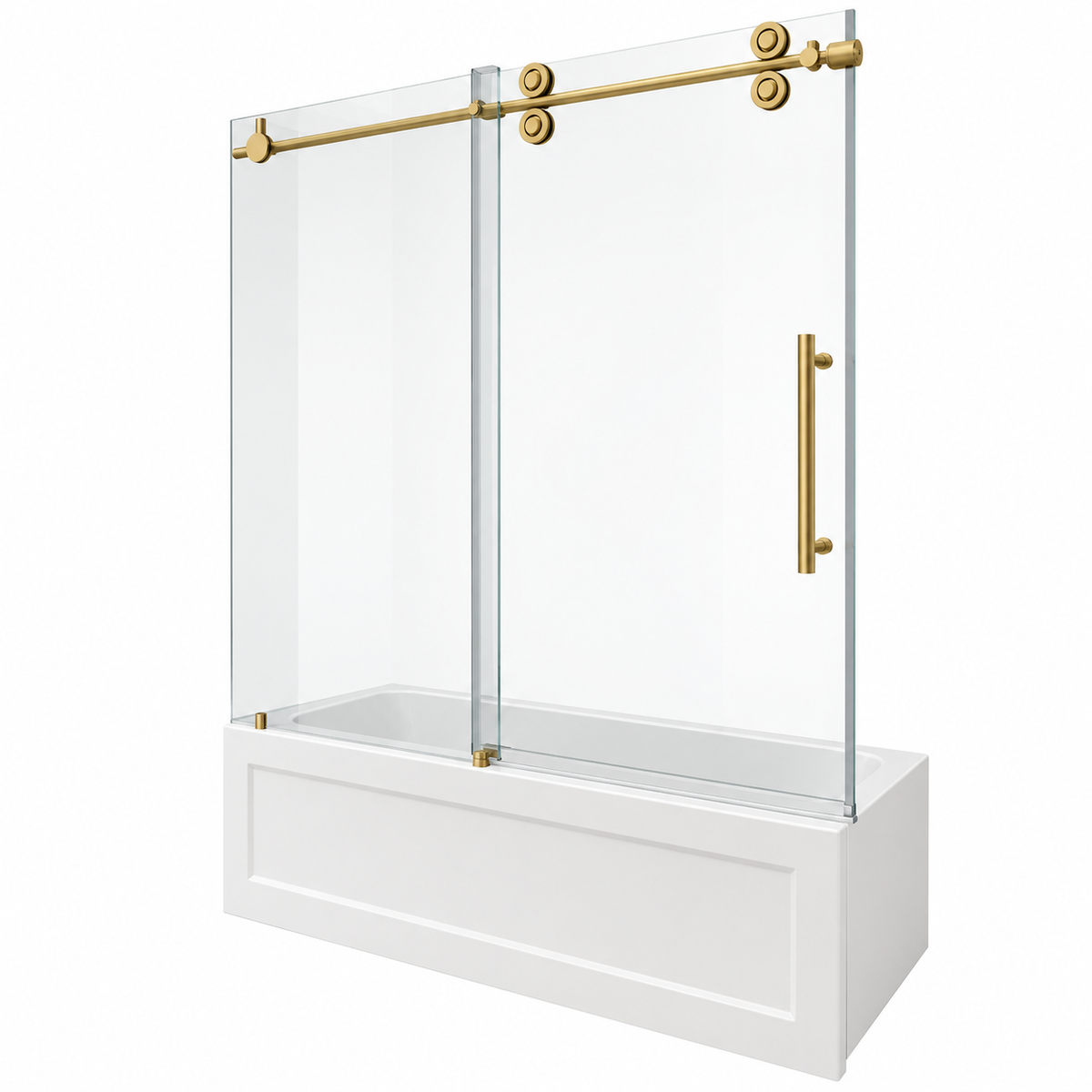 PORTE DE BAIN DOUCHE COULISSANTE - ZARO OR BROSSÉ 10MM