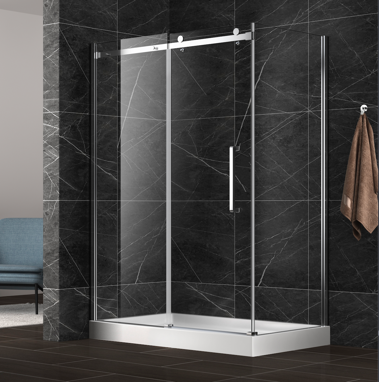 SLIDING DOOR CORNER SHOWER - MATEO 8MM (PROMO)