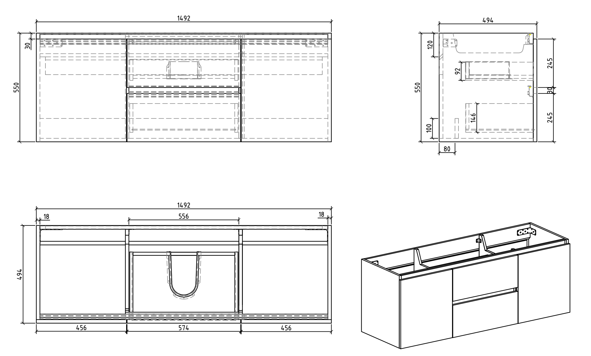 VANITY TERRA - 60" DOUBLE (PROMO)