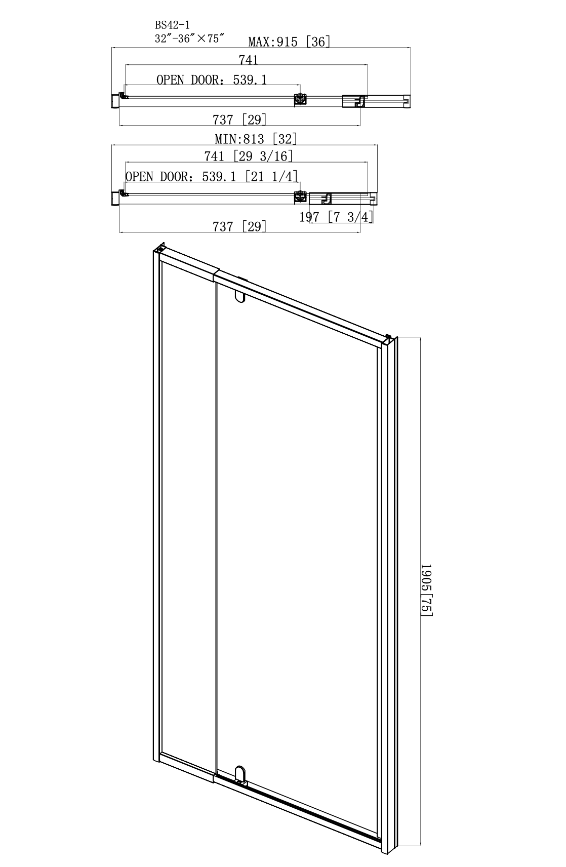 ALCOVE DOOR - TOMMY (ADJUSTABLE 32" TO 36") (PROMO)