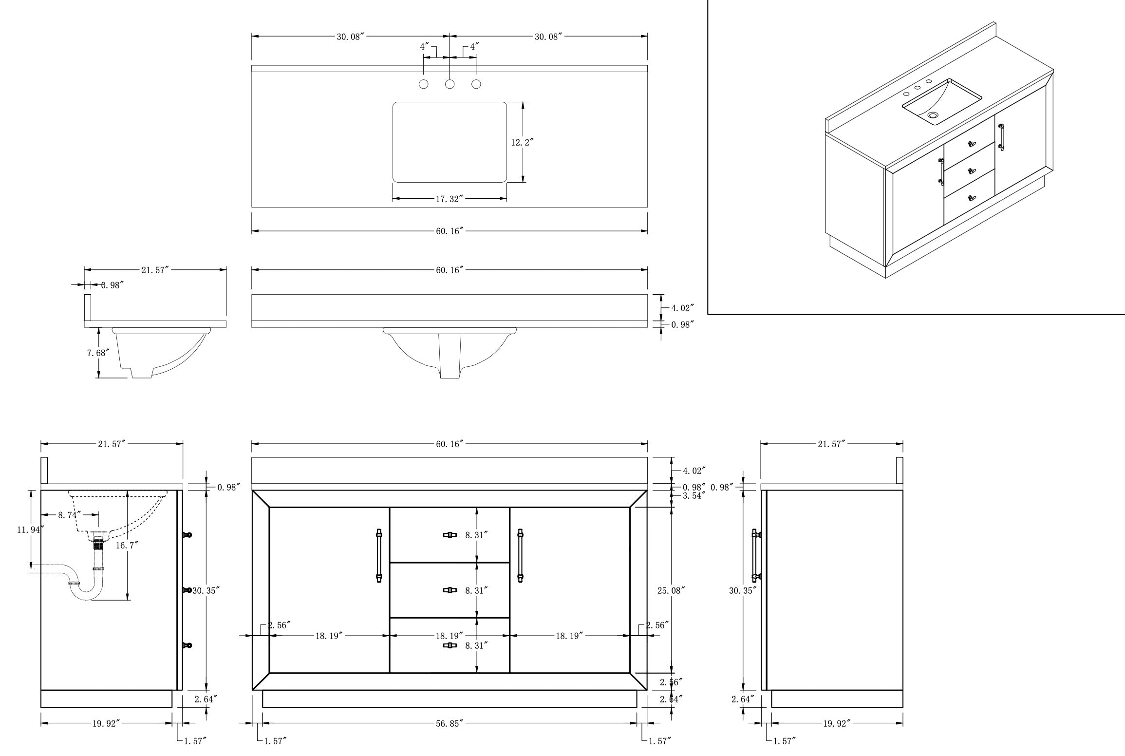 VANITÉ VA70 - 60" SIMPLE