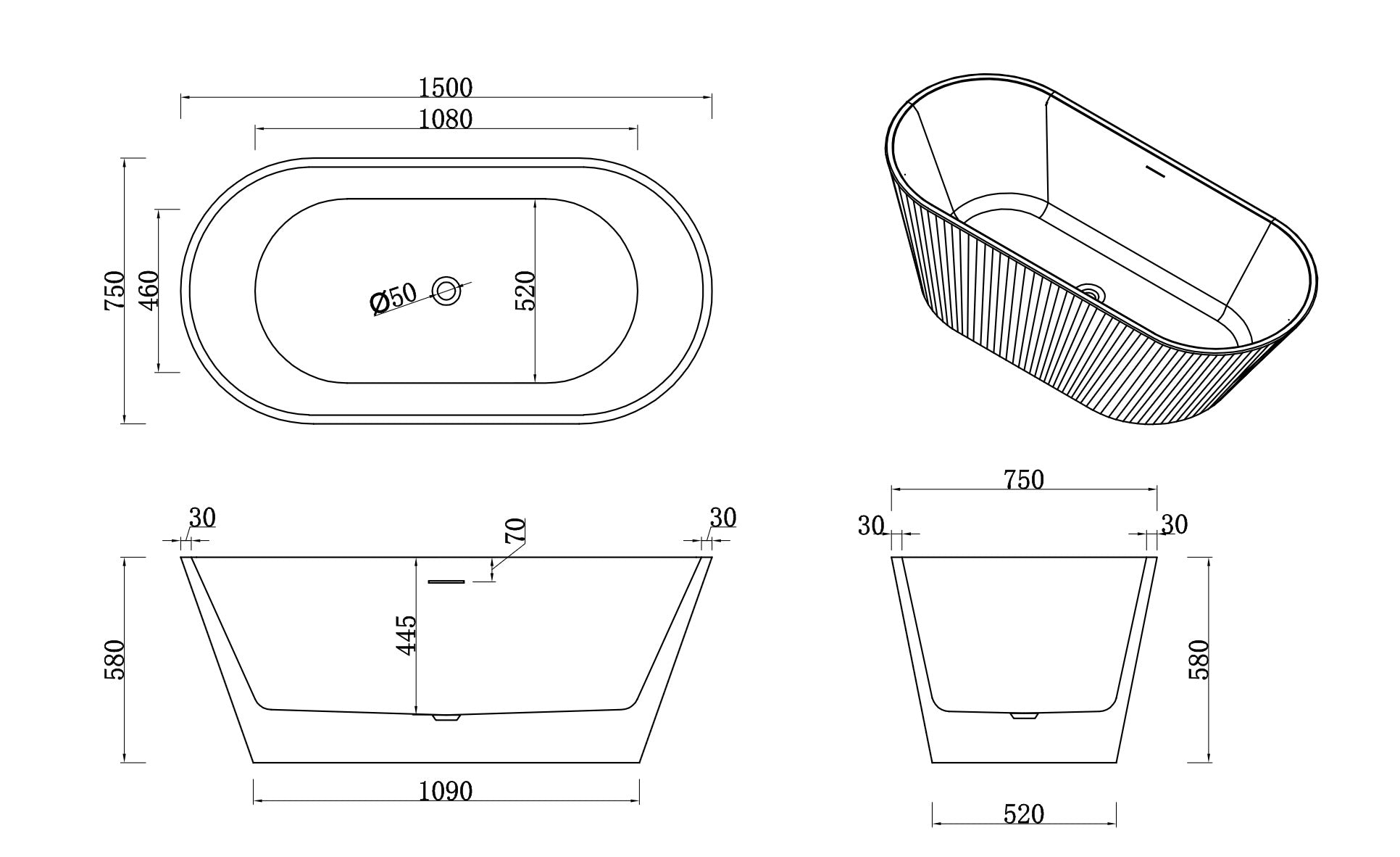 FREESTANDING BATHTUB - ROLLY