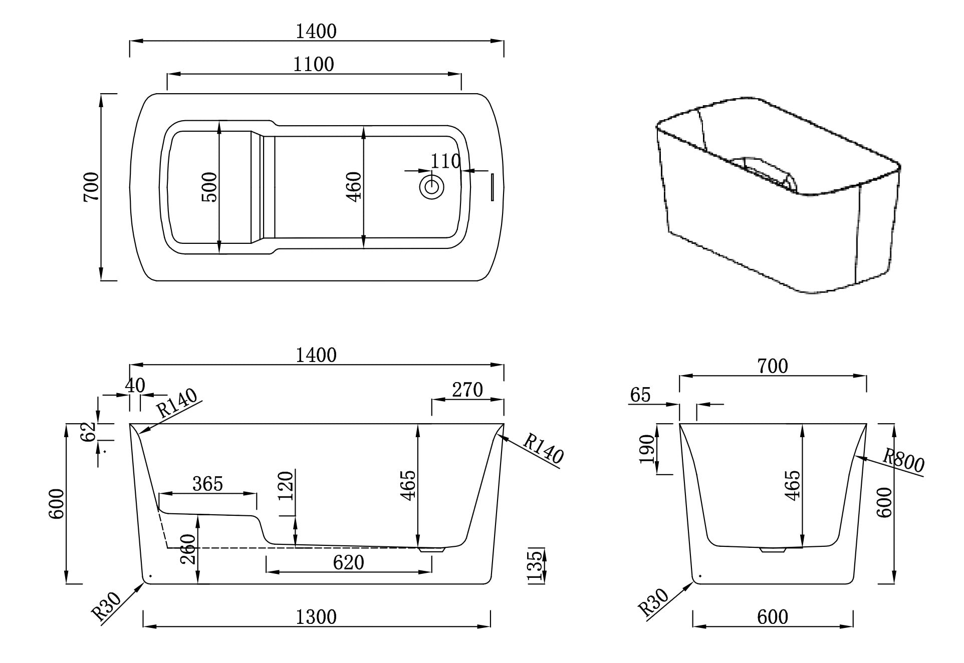 FREESTANDING BAIN - PEEWEE 55"