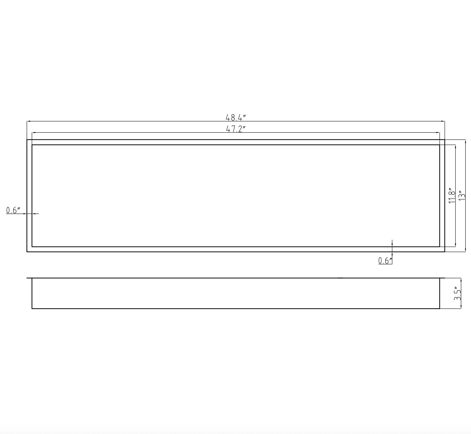 SHOWER WALL NICHE - 12 X 48" WHITE