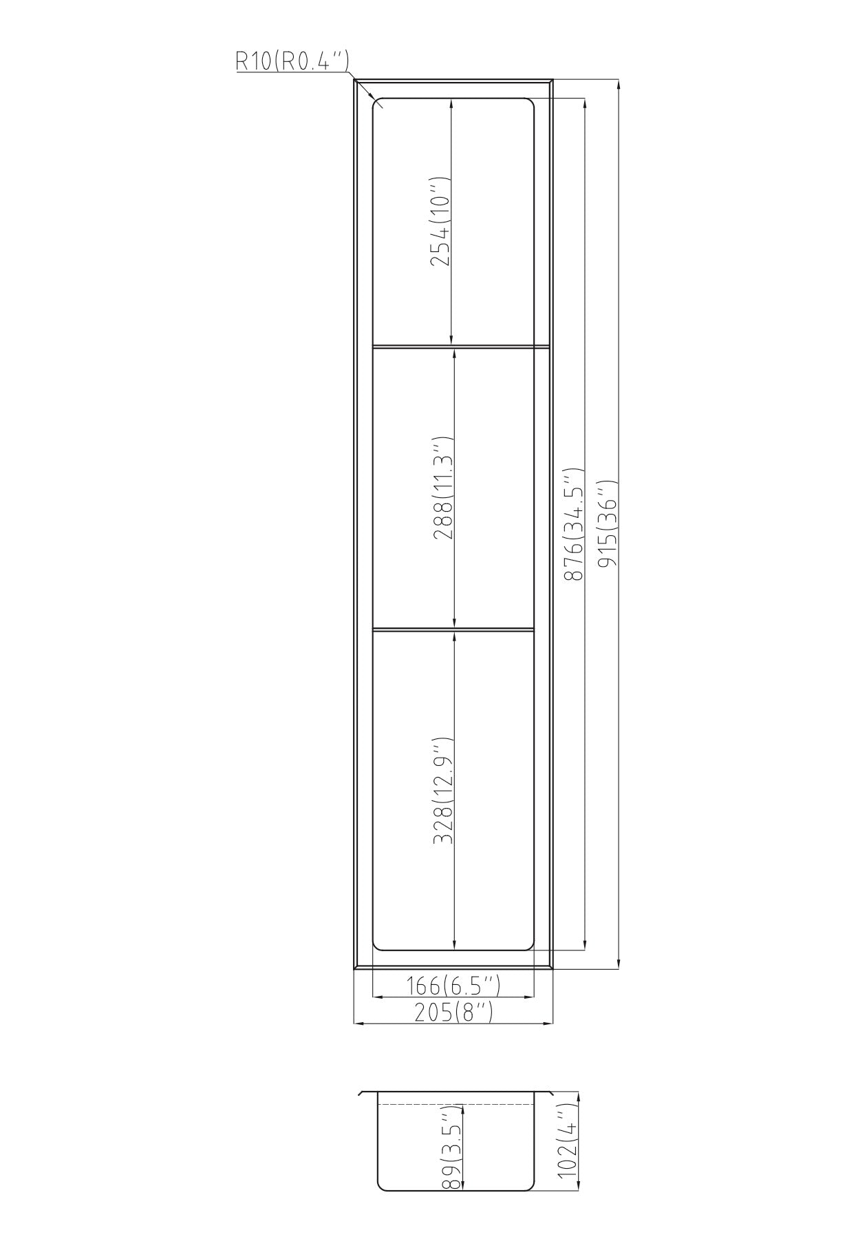 SHOWER NICHE - 8 X 36" BLACK (WITH SHELVES)