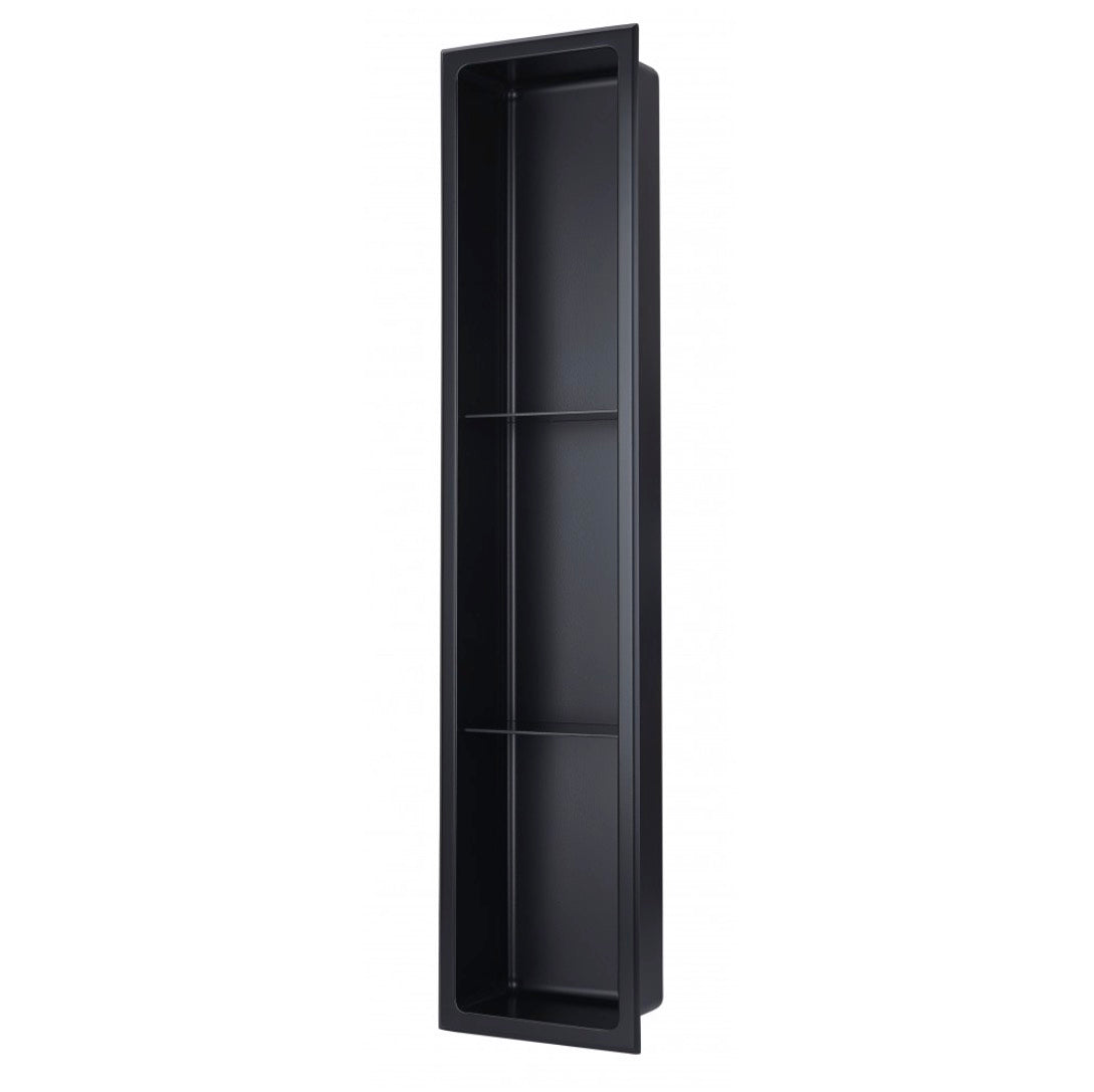 SHOWER NICHE - 8 X 36" BLACK (WITH SHELVES)