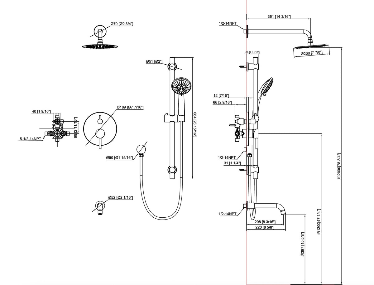 SHOWER FAUCET - H15 BLACK