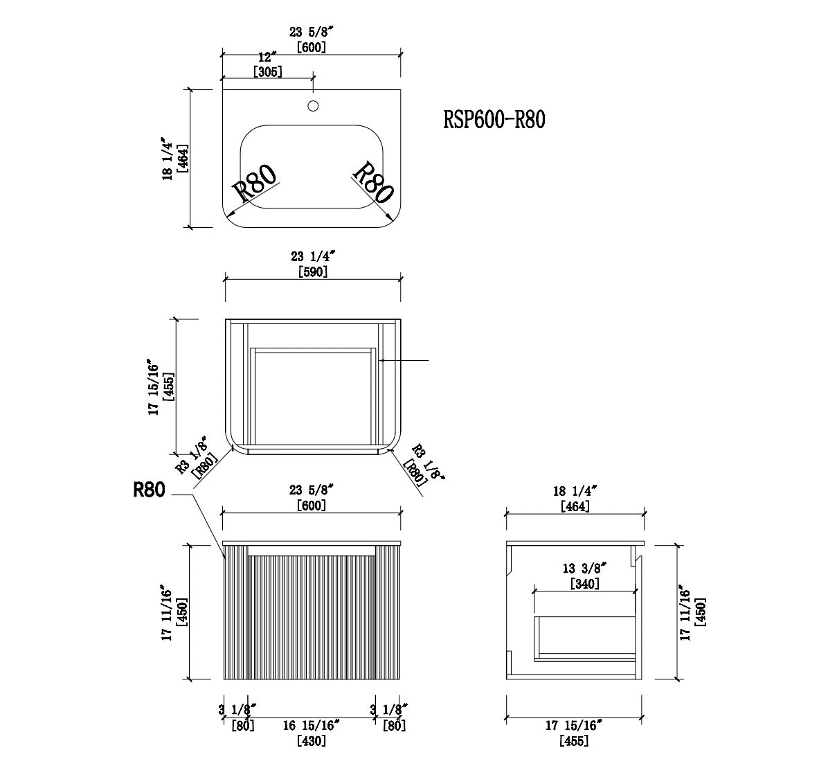 VANITY GERIAN BLACK - 24" WHITE COUNTERTOP