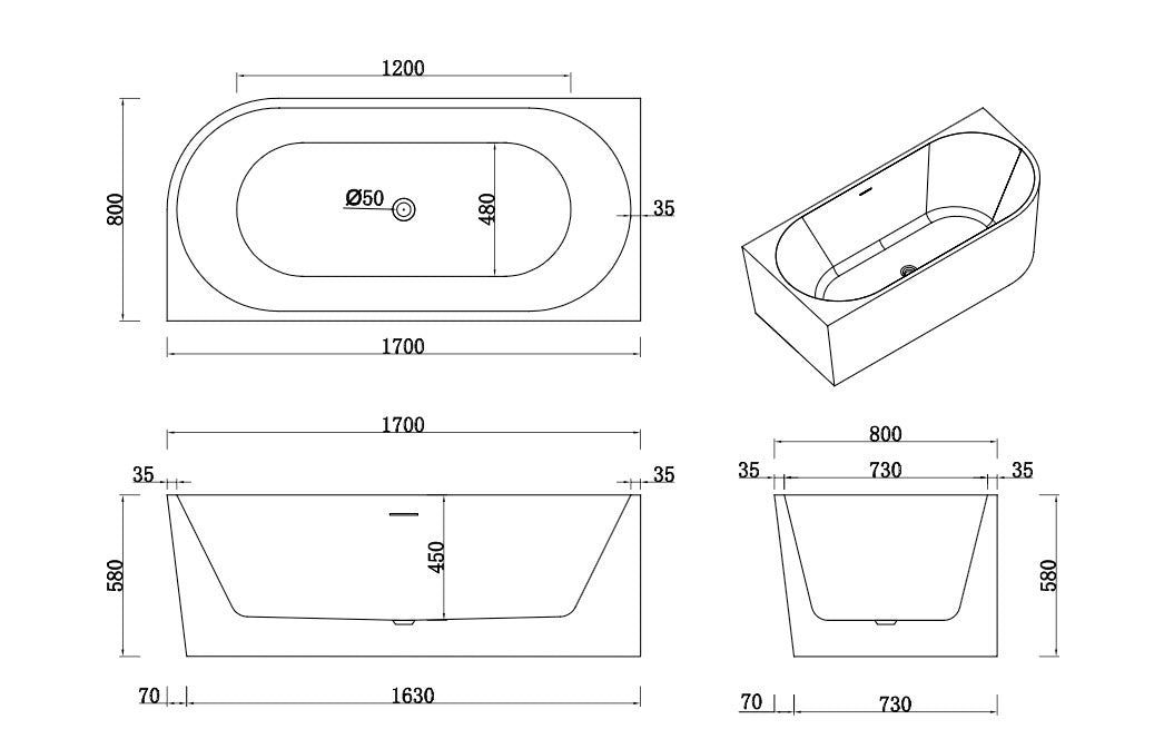 FREESTANDING BATHTUB - BACUS 67" CORNER