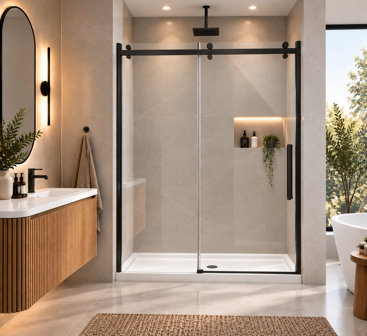 PORTE DE DOUCHE COULISSANTE - MIKKO 10MM NOIR