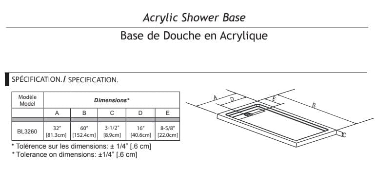 BASE DE DOUCHE BL32 - SALLE DE BAIN VODA