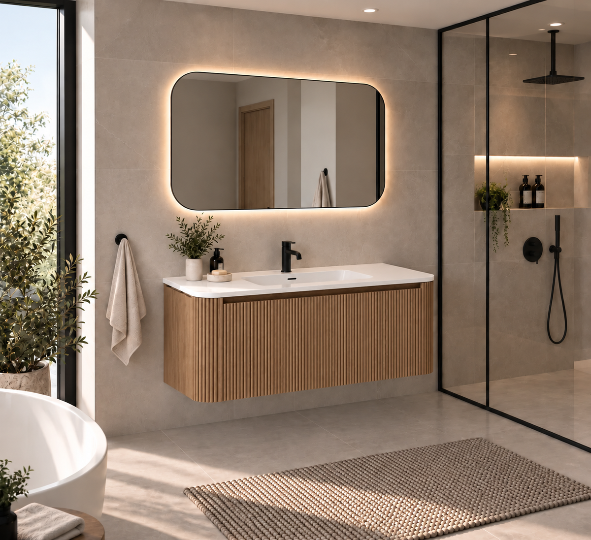 VANITÉ GERIAN OAK - 48" COMPTOIR BLANC