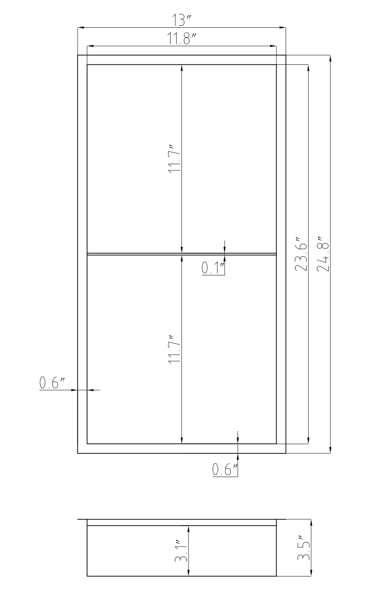 NICHE DE DOUCHE - 12 X 24" BROSSÉ (AVEC TABLETTE) - SALLE DE BAIN VODA