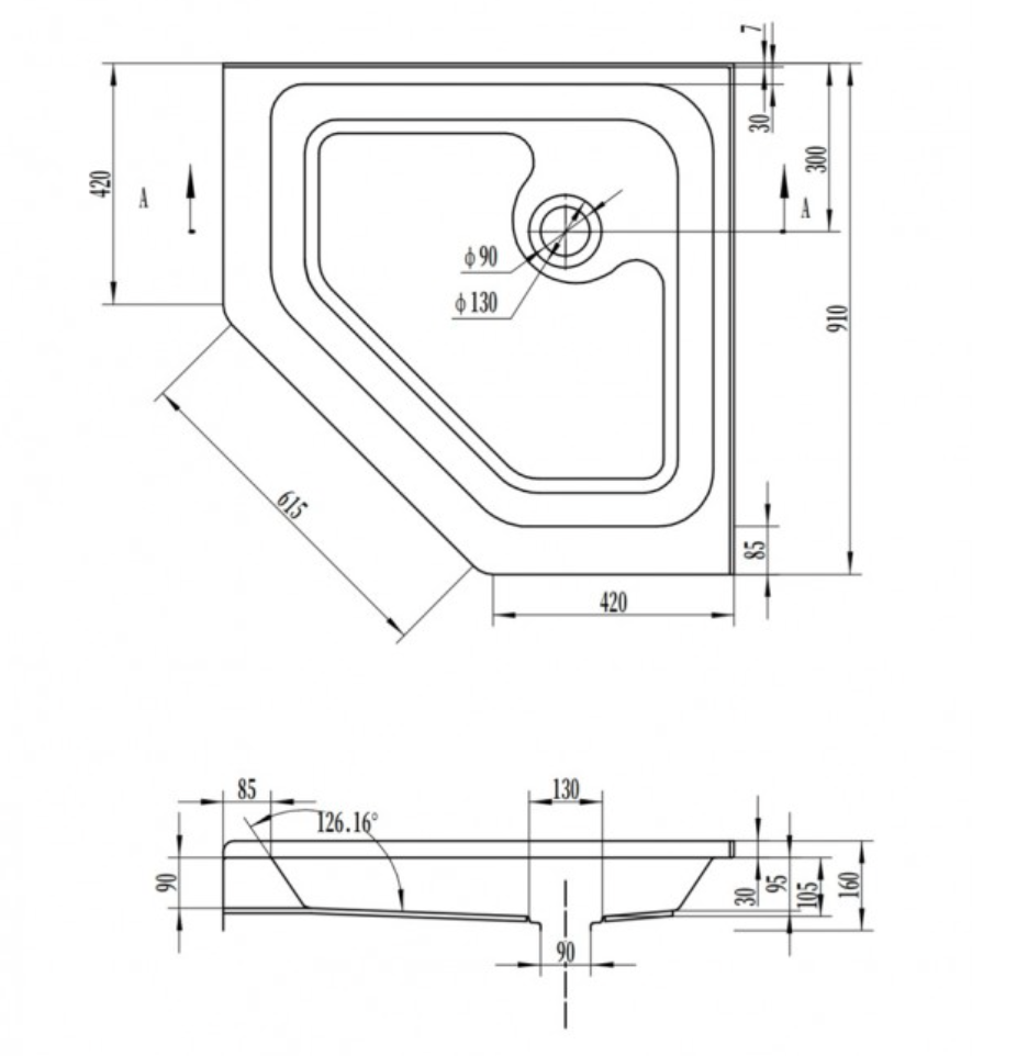 DOUCHE NEO ANGLE - OLIVA 36X36"